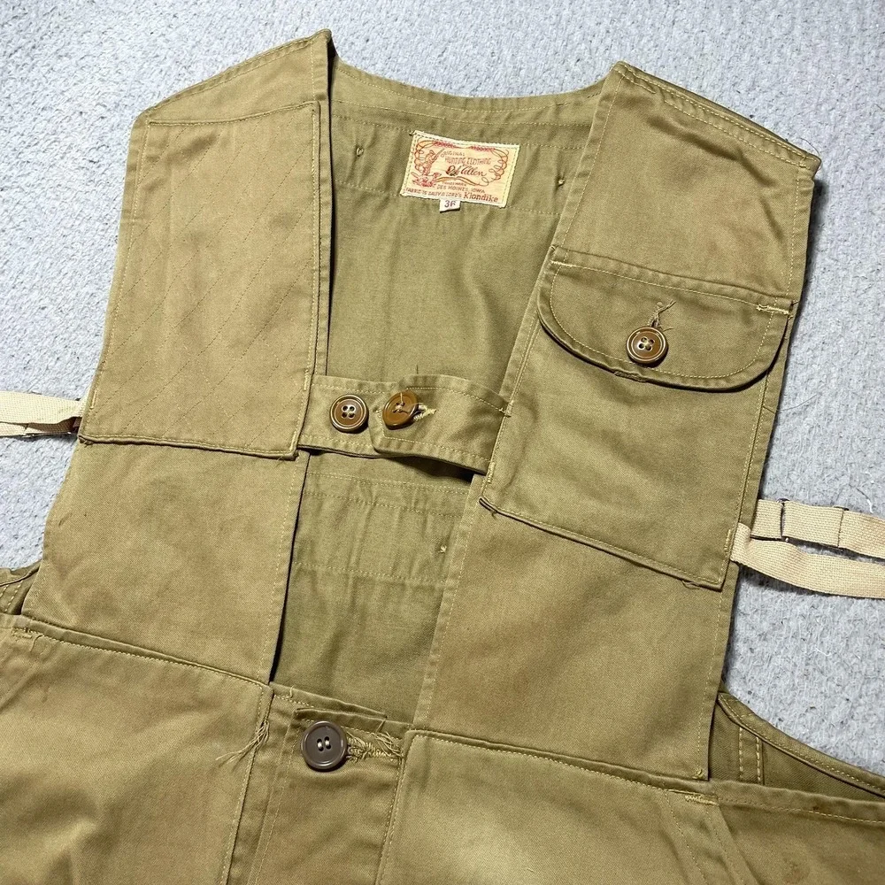 Vintage 50s Bob Allen Vest Mens 36 Brown Canvas Hunting Game Pouch Outdoor